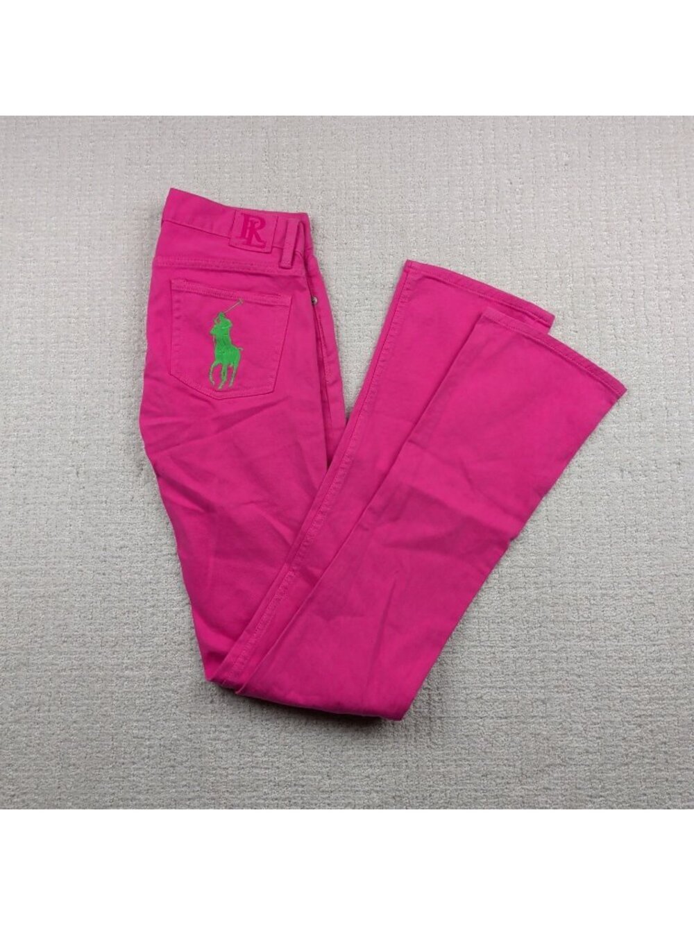 Y2K Ralph Lauren Jeans Hot Pink Skinny Bootcut w/ Green Pony Womens Size 25 NWT*